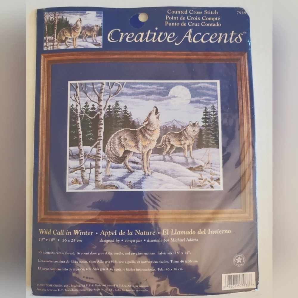 Dimensions Wild Call In Winter Counted Cross Stitch Kit 7938 Wolves ~ New
